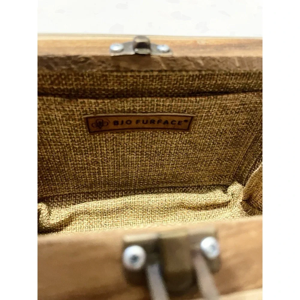 Biofurface $250 Teak Wood Side Handle Bag with Epoxy Resin Eco Friendly Art Fall
